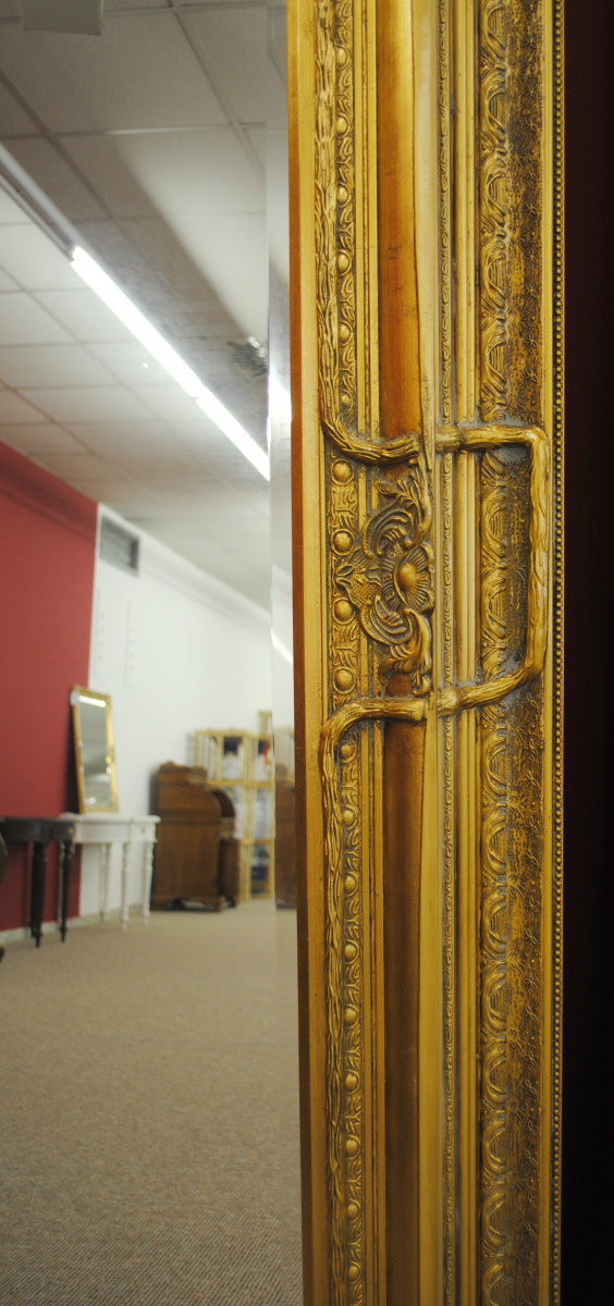 Grosser Spiegel Wandspiegel Farbe Gold mit Facettenschliff 120 x 200 cm