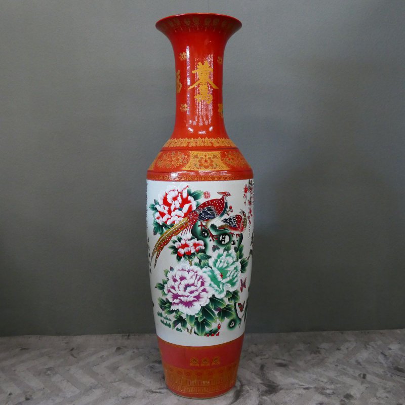 Monumentales Prunkgefäß Standvase Vase hochwertiges China Porzellan H 140 cm