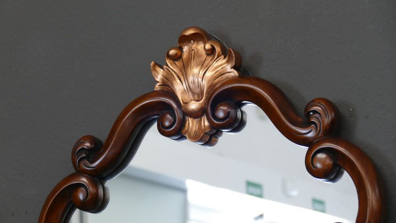 Spiegel Dielenspiegel Wandspiegel Mahagoni handgefertigt brown Walnuss gold