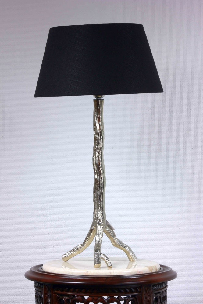 Designer Leuchte Tischleuchte Lampe Tischampe Silber  Black Höhe 66 cm