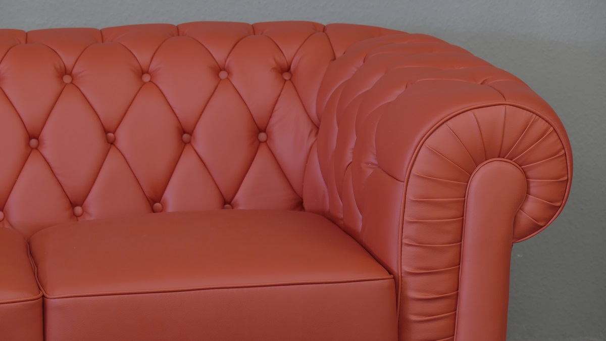 Sessel Sofa Couch Chesterfield 3-Sitzer Farbe rot Modell YS-2008