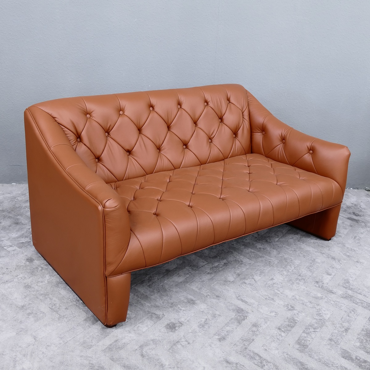 Leder Couch / Designer Couch 2-Sitzer italy Leather Farbe cognac