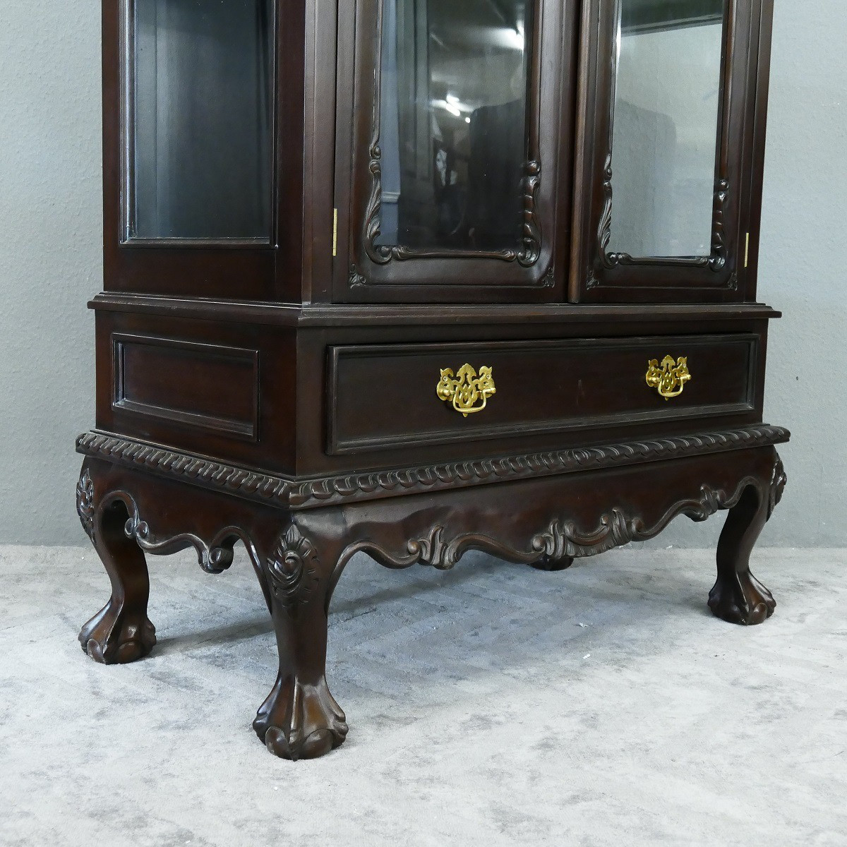 Englischer Chippendale Schrank Vitrine Mahagoni