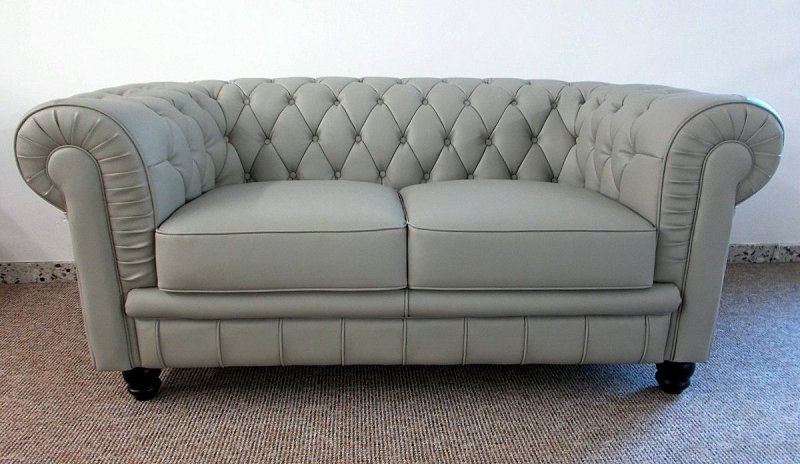 2- Sitzer Modell YS-2008 Sessel Couch Sofa Chesterfield "Palazzo" grey