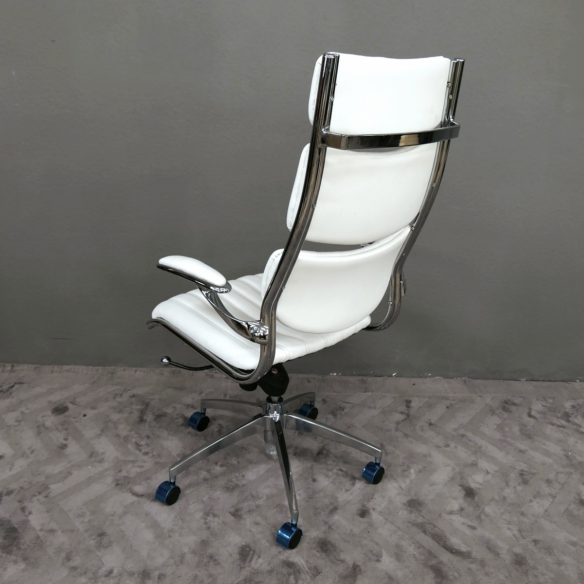 Bürosessel Stuhl Stühle Chefsessel Schreibtischstuhl Sessel Leder Farbe: weiss