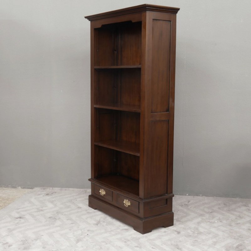 Buchregal Bücherschrank Bücherregal Regal Kolonialstil Mahagoni 180 x 90 cm