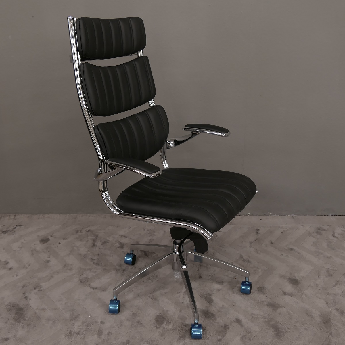Bürosessel Stuhl Stühle Chefsessel Schreibtischstuhl Sessel Leder Farbe: black