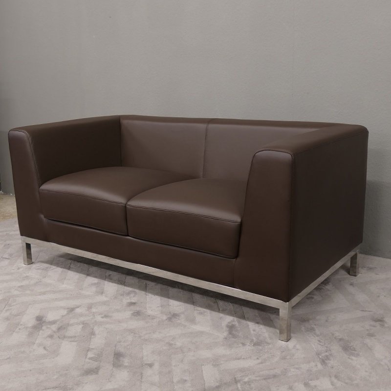 Designer Couch 2-Sitzer / Office Line "Torino" Italy Leder dunkelbraun