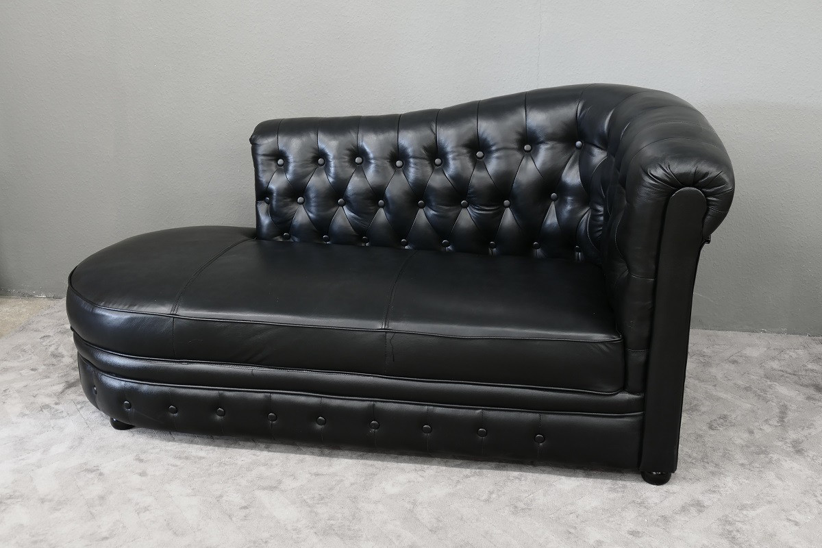 Chesterfield Lounge Recamiere Ottomane Material PU schwarz