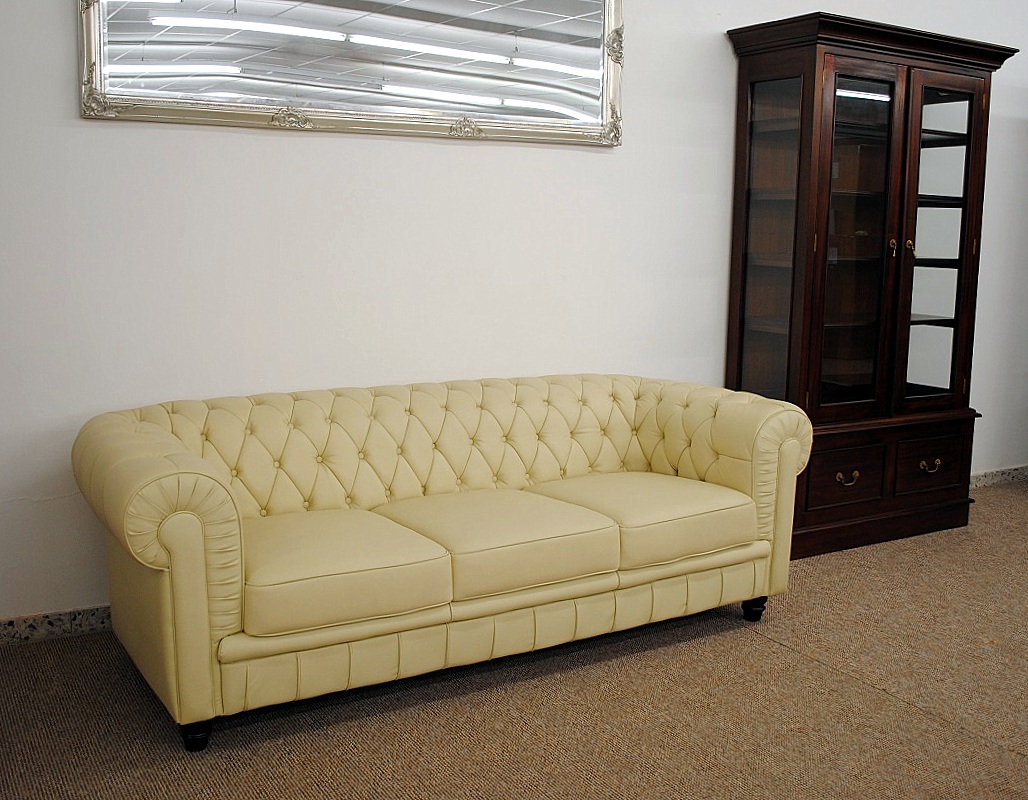 Chesterfield 3-Sitzer Farbe L13 beige Modell YS-2008
