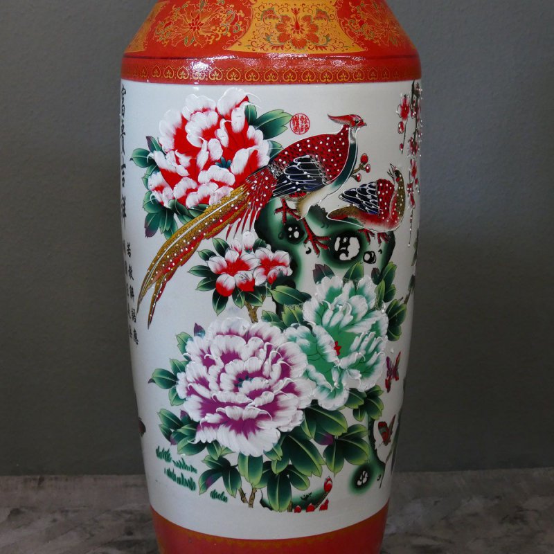 Monumentales Prunkgefäß Standvase Vase hochwertiges China Porzellan H 140 cm