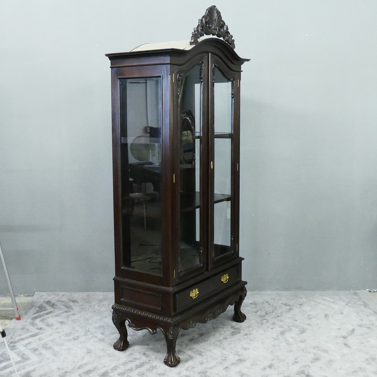 Englischer Chippendale Schrank Vitrine Mahagoni
