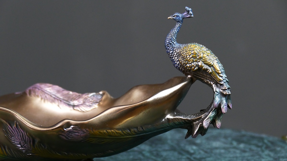 Schale Dekoschale Twin Peacock Messingoptik
