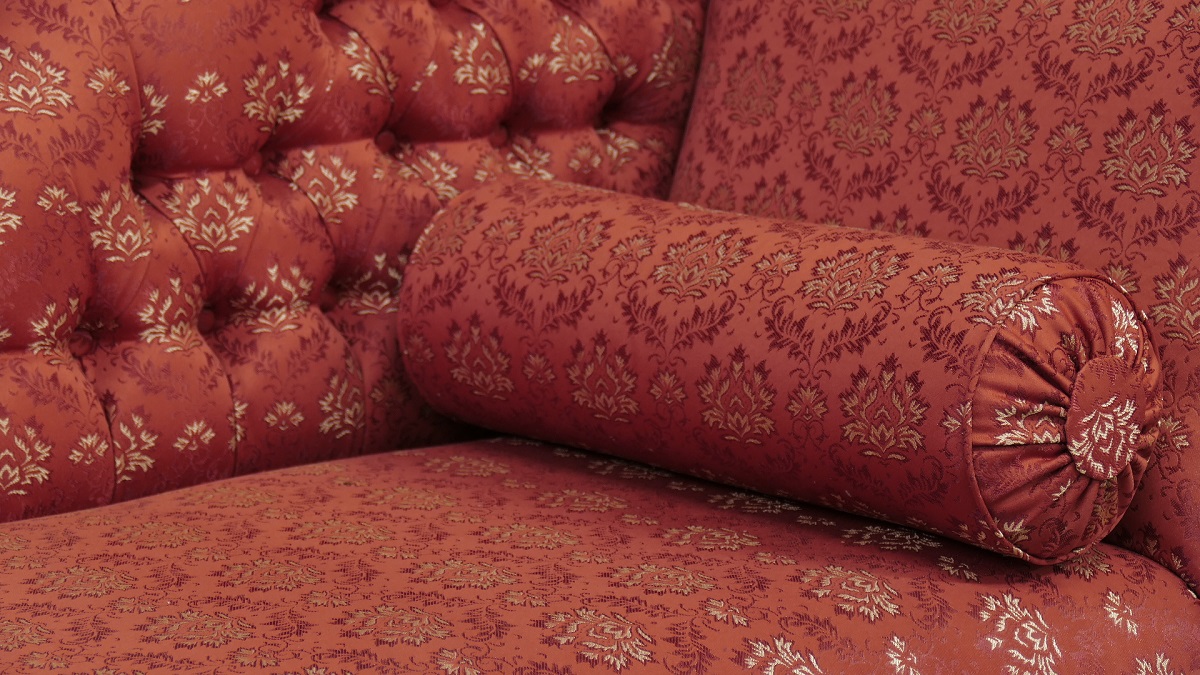 Wunderschöne Couch Recamiere Ottomane Mahagoni brown Walnuss Bezug Textil