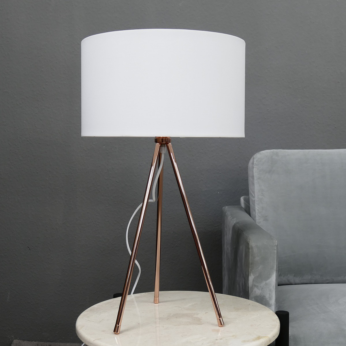 Lampe Leuchte Tischleuchte Tischlampe Tripod Kupfer