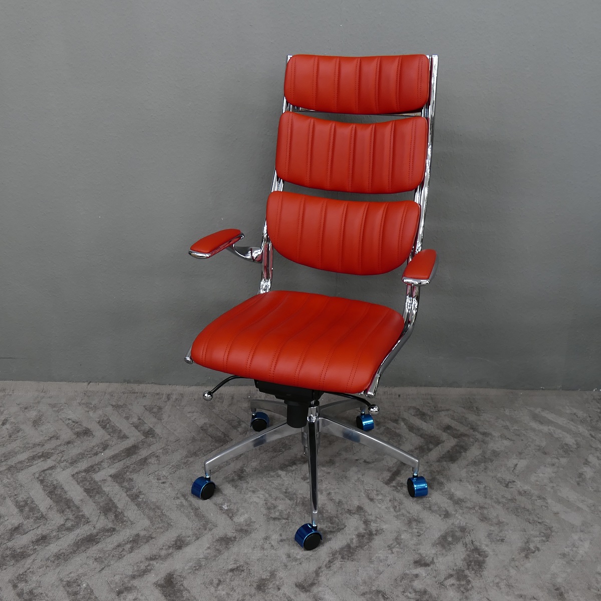 Bürosessel Stuhl Stühle Chefsessel Schreibtischstuhl Sessel Leder Farbe: rot