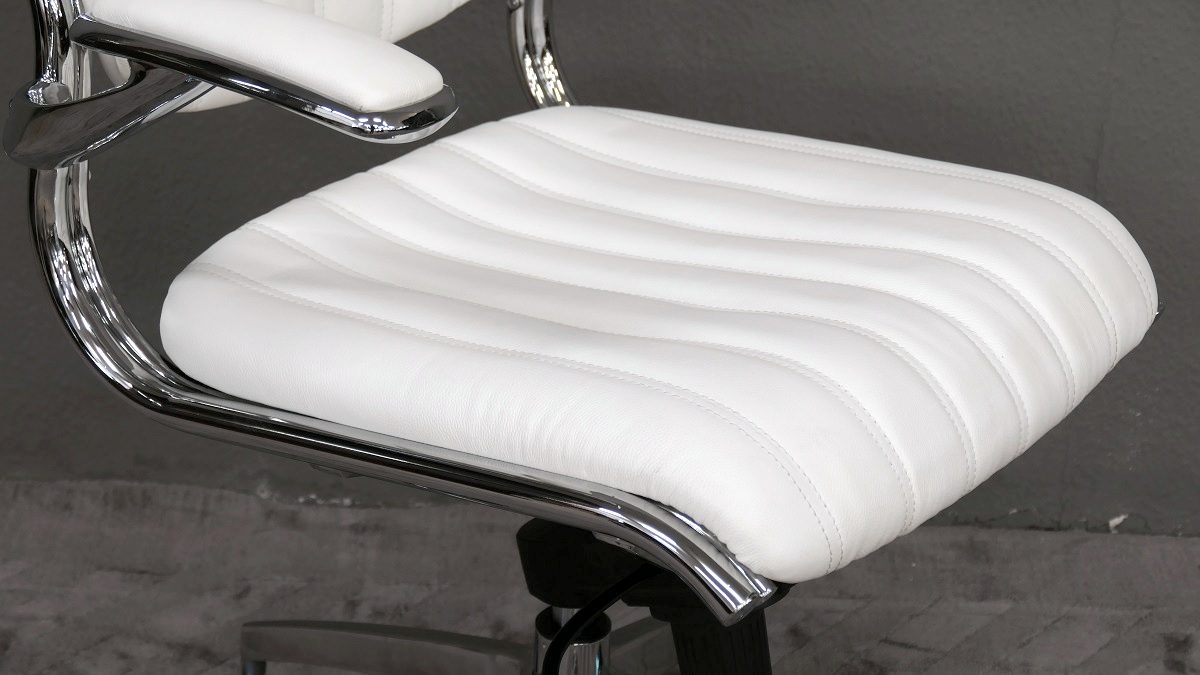 Bürosessel Stuhl Stühle Chefsessel Schreibtischstuhl Sessel Leder Farbe: weiss