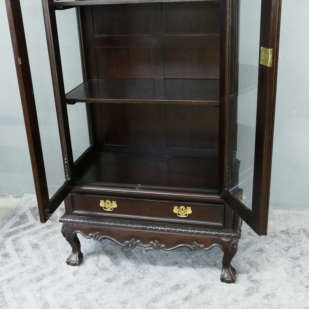 Englischer Chippendale Schrank Vitrine Mahagoni