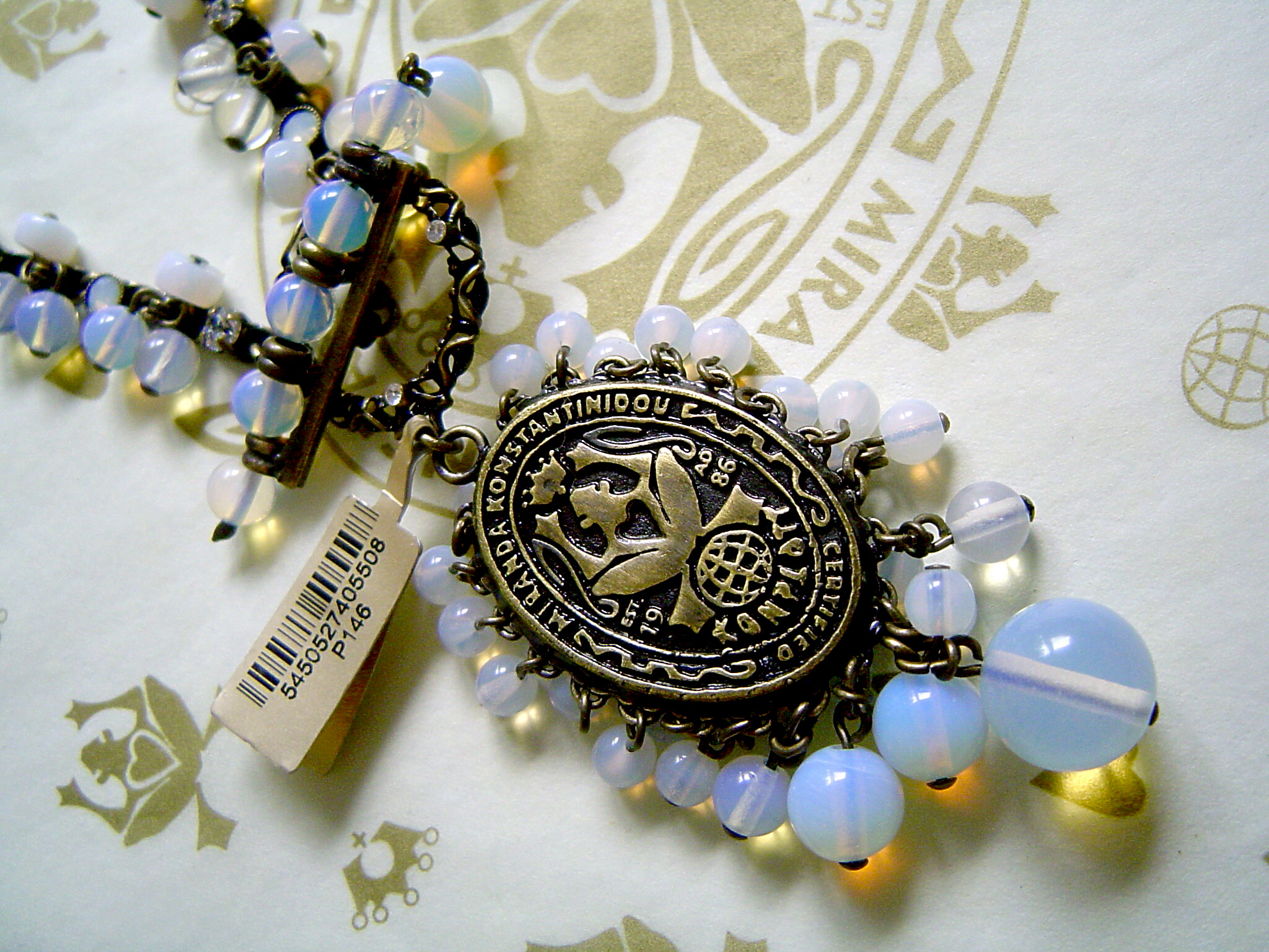 KONPLOTT Kette Swimming in Caviar white antique bronce
