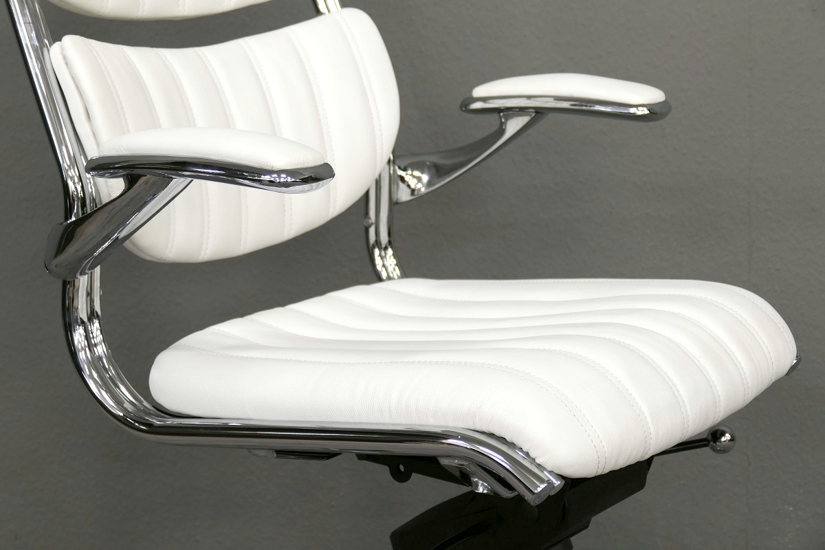 Bürosessel Stuhl Stühle Chefsessel Schreibtischstuhl Sessel Leder Farbe: weiss